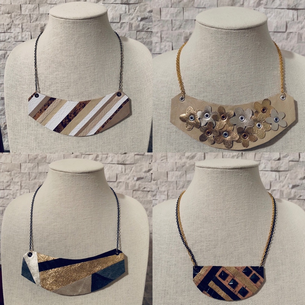 ETSY Handmade Leather Bib Necklaces